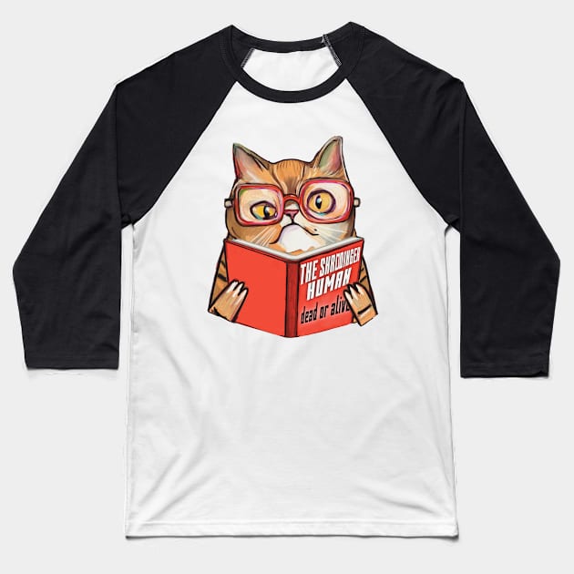 Geek cat with book Baseball T-Shirt by Meakm